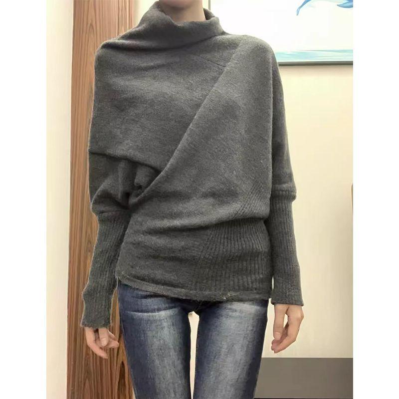 

Женский модный свитер с высоким воротником Женский осенне-зимний свитер с рукавом «летучая мышь» M