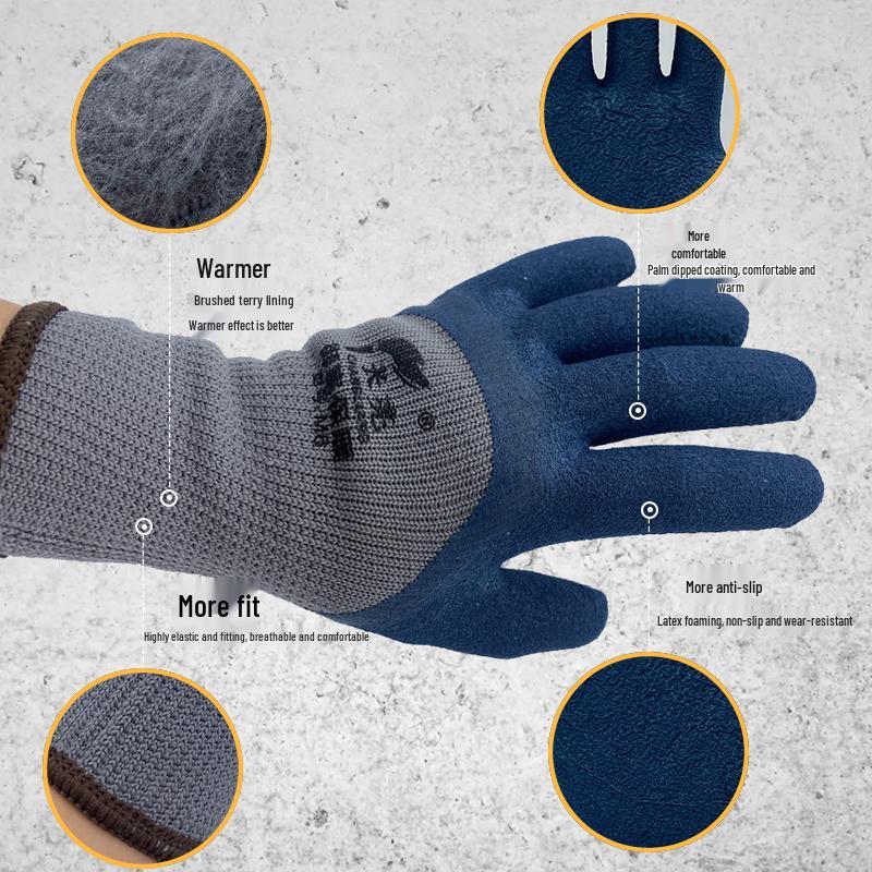 Winter-Arbeitshandschuhe mit Fleece-Futter: Langlebig, Warm, Rutschfest, Frostsicher, Halbfinger-Design für Baustellen und Kühlhäuser