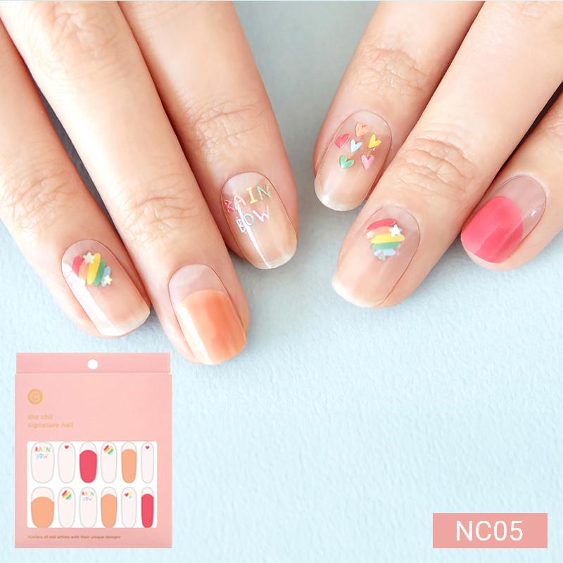Cute Pastel Nail Stickers 24pcs | Press-On Strips, Bunny, Bear&Star Designs, Easy Peel
