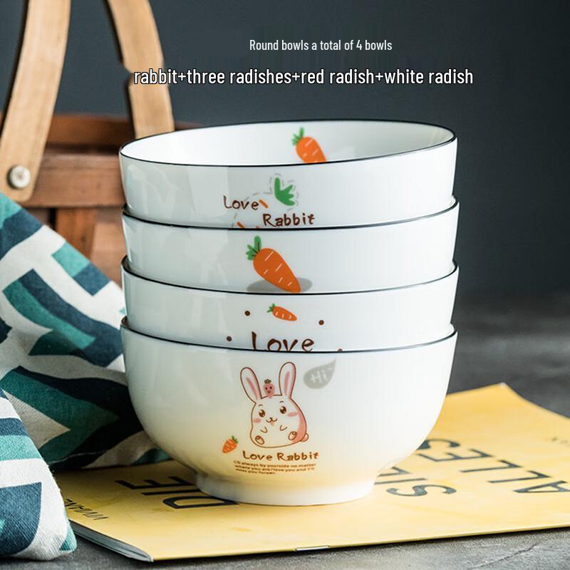 Cute Nordic Cartoon Ceramic Bowl Set 5 inch