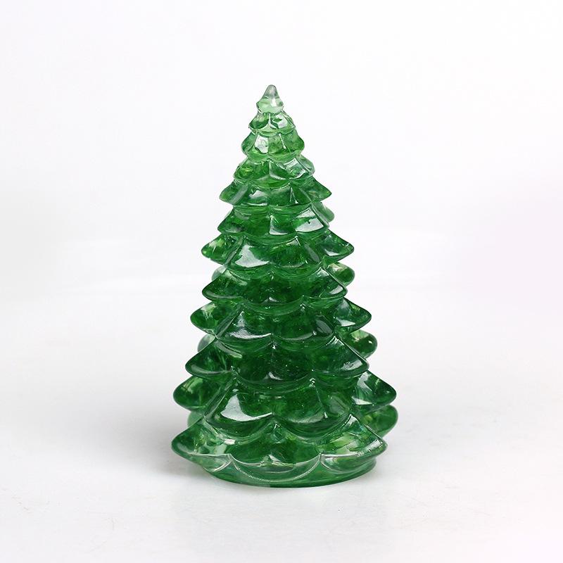 1PC Crystal Resin Christmas Tree Handmade Ornament Natural Stone Amethyst Fengshui Sculpture Lucky Christmas Trees Home Decor