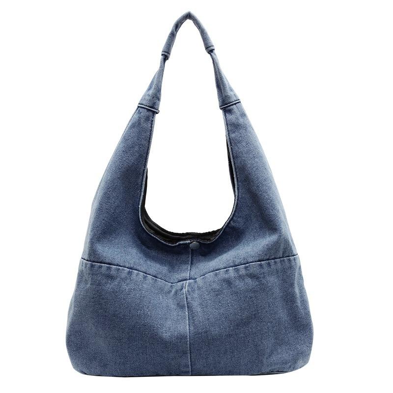 Large Capacity Vintage Commuter One Shoulder Underarm Portable Denim Tote Bag New
