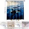 1pc Ocean Whale Shower Curtain - 2D Printed Design with Majestic Orca & Scenic Mountain Landscape, Durable Polyester, Machine Wa