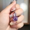 Ice Flower Cut Purple Stone Square Pendant, High-Grade Pink Diamond Quadrilateral High Carbon Diamond Super Flash Necklace, Female
