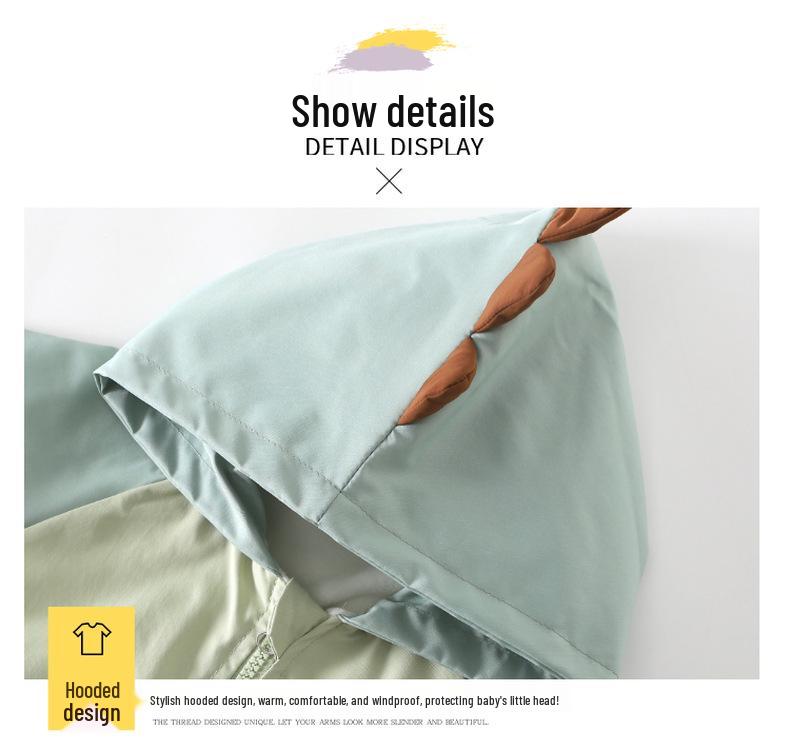 Dino Hooded Fleece Set: Baby Boy Windbreaker Jacket & Romper for Spring/Autumn