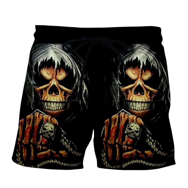 Summer 3D Skull Pattern Print Shorts Fashionable Casual Beach Men's Shorts