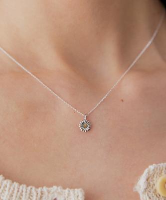 Ordor [Argent 925] Collier Pendentif Marguerite Bicolore