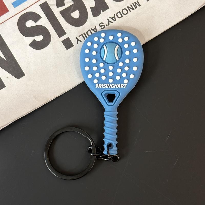 Tennis Keychain Creative PVC Soft Rubber Sports Key Chain Cute Tennis Racket Ball Keyring Fashion Bag Pendant Decoration Gifts
