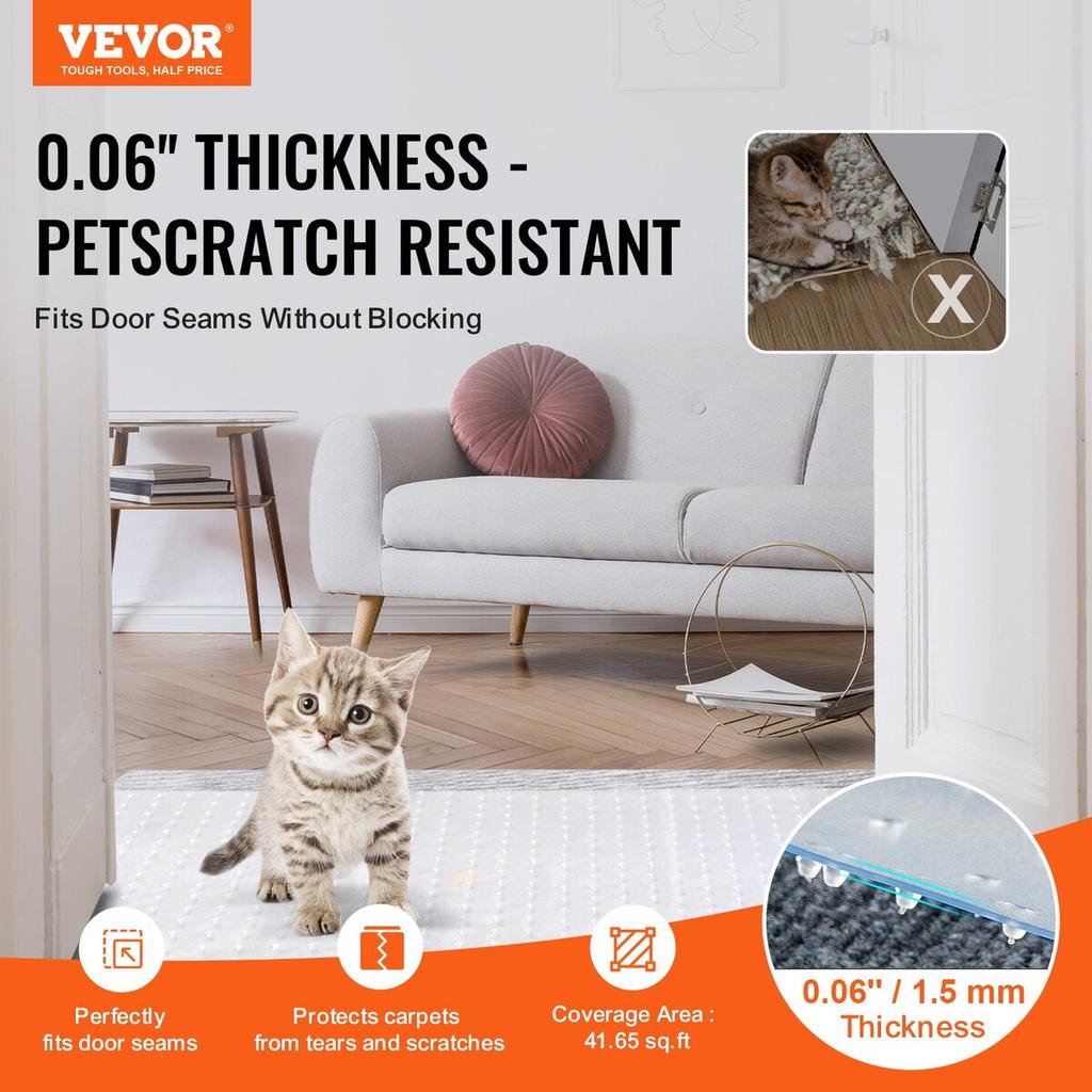 Carpet Protector for Pets Cat 15" x 4' Scratch-Proof Scratch Stopper PVC