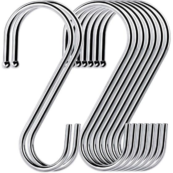 24 Pack S Hooks, 3.5 Inch Heavy Duty S Hooks for Hanging Plant, Large Closet Rod Hooks for Jeans Bags, Black Metal S Shaped Hook for Plant Basket,