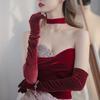 Plush Party Gloves Cosplay Long Gloves Retro Golden Velvet Gloves  Dinner Dress
