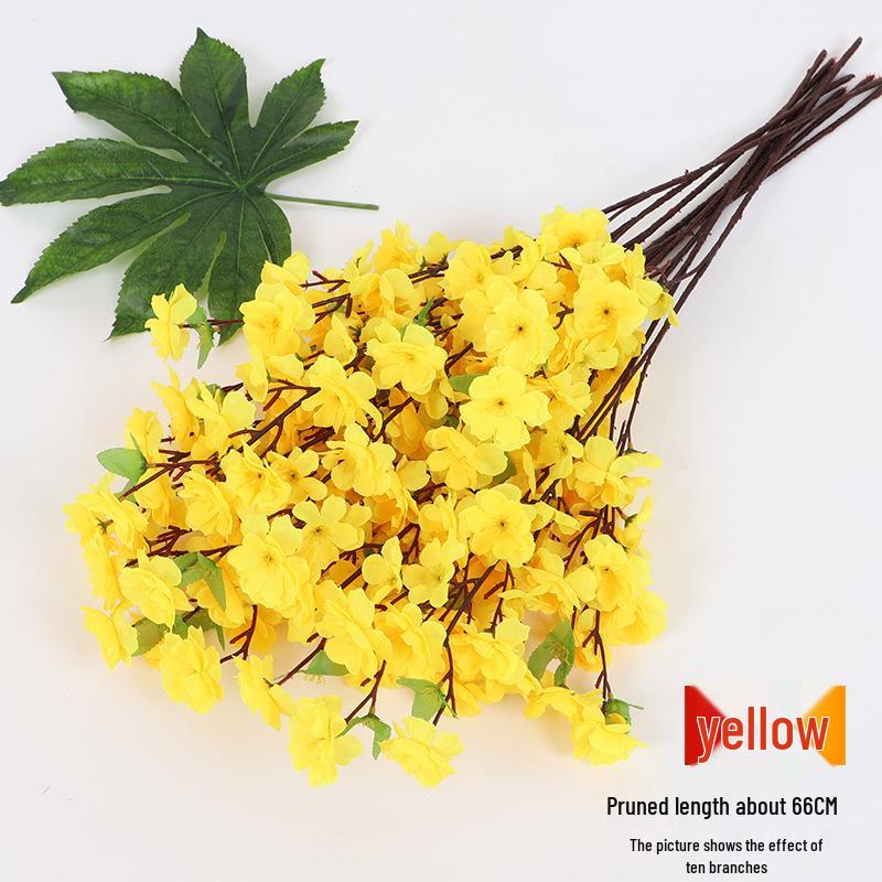 Artificial Cherry and Peach Blossom Branches for Indoor/Outdoor Decoration, Wedding Decor, Pear Flowers, Faux Silk Ceiling Rattan