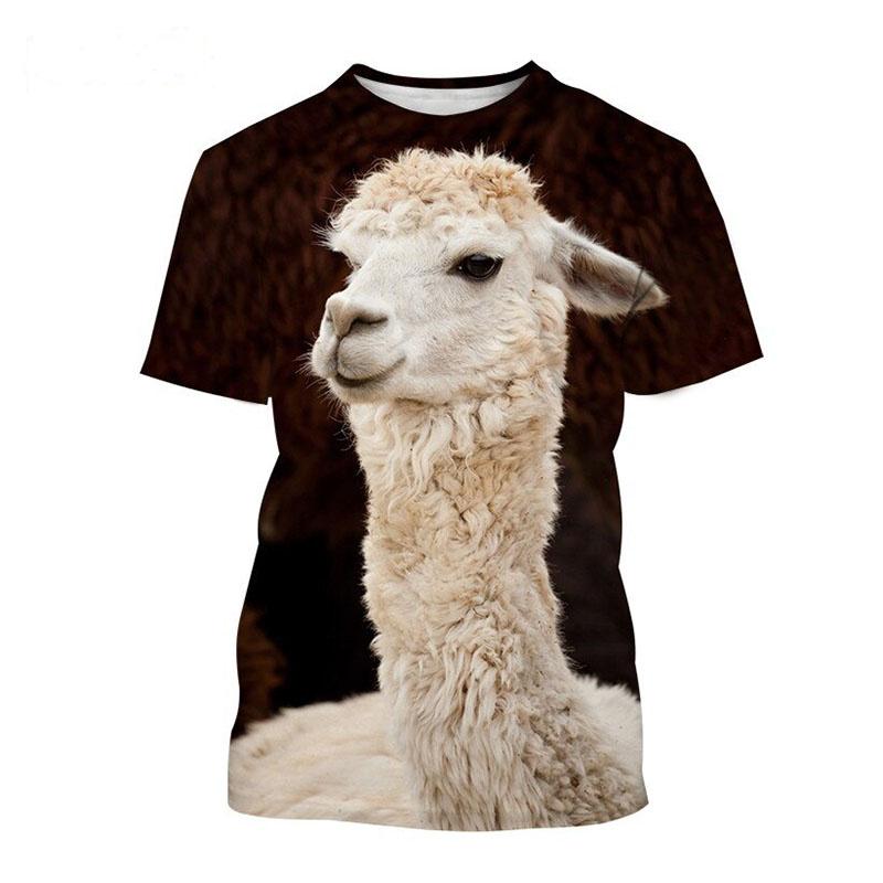 3D Cute Alpaca Print T-Shirt for Boys, Children's Animal Pattern Casual Short Sleeve Round Neck Summer Top