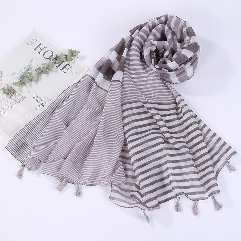 Sciarpa Boho da donna, leggera, con stampa floreale, scialle con frange, moda autunno inverno