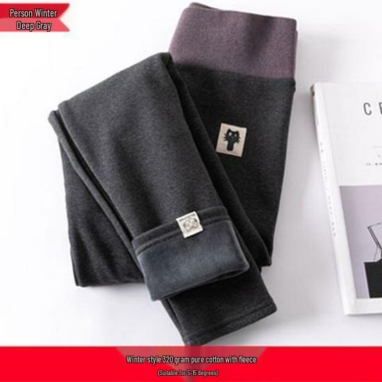 Women's High-Waisted Fleece-Lined Cotton Leggings, Slimming & Warm for Outdoor Wear, Perfect for Autumn & Winter.