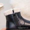 Girls' Non-slip Waterproof Leather Snow Boots with Soft Sole and Velvet Lining for All Seasons