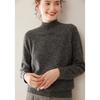 Women's Cashmere Floral Raglan Sweater, Double-Ply, Half-High Collar, Luxurious Knit
