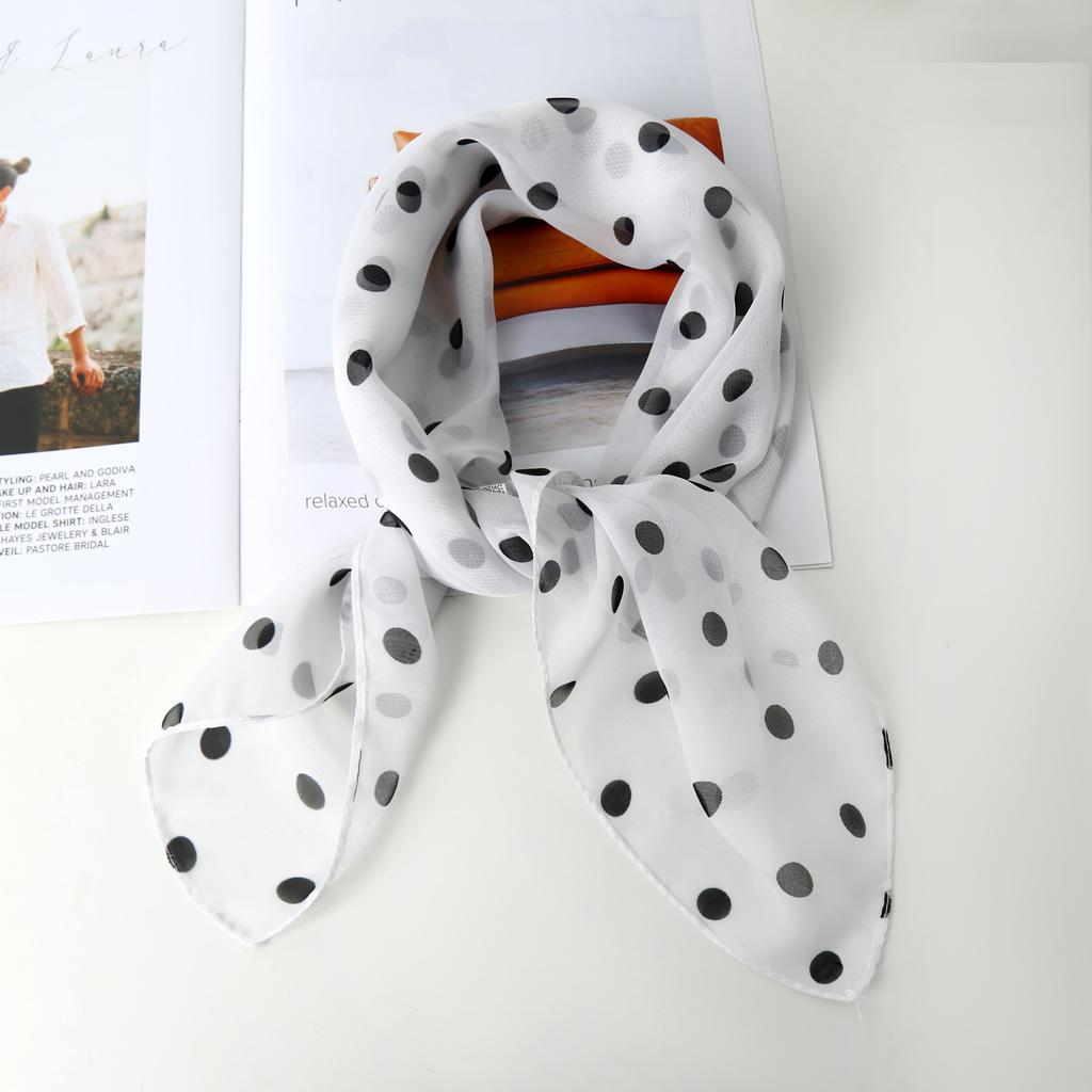 Vierkante Chiffonsjaal Zonbescherming Dunne Sjaals Zachte Wikkelsjaal Polkadot Damesaccessoires