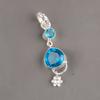 Swiss Blue Topaz Gemstone 925 Sterling Silver Jewelry Handcrafted Pendant 2.00" PP-5-6