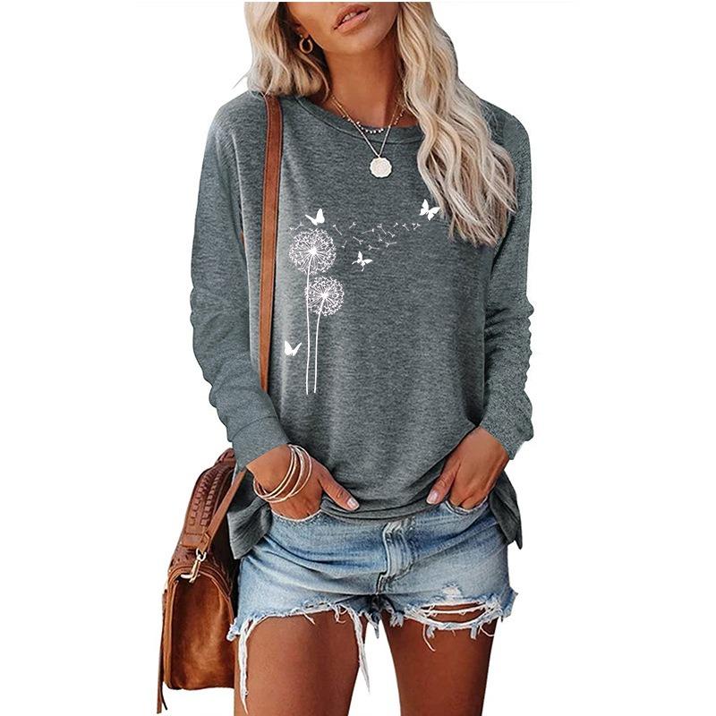 JPNTKY Women's Fashion Casual Long Sleeve O-Neck Blouses & Shirts