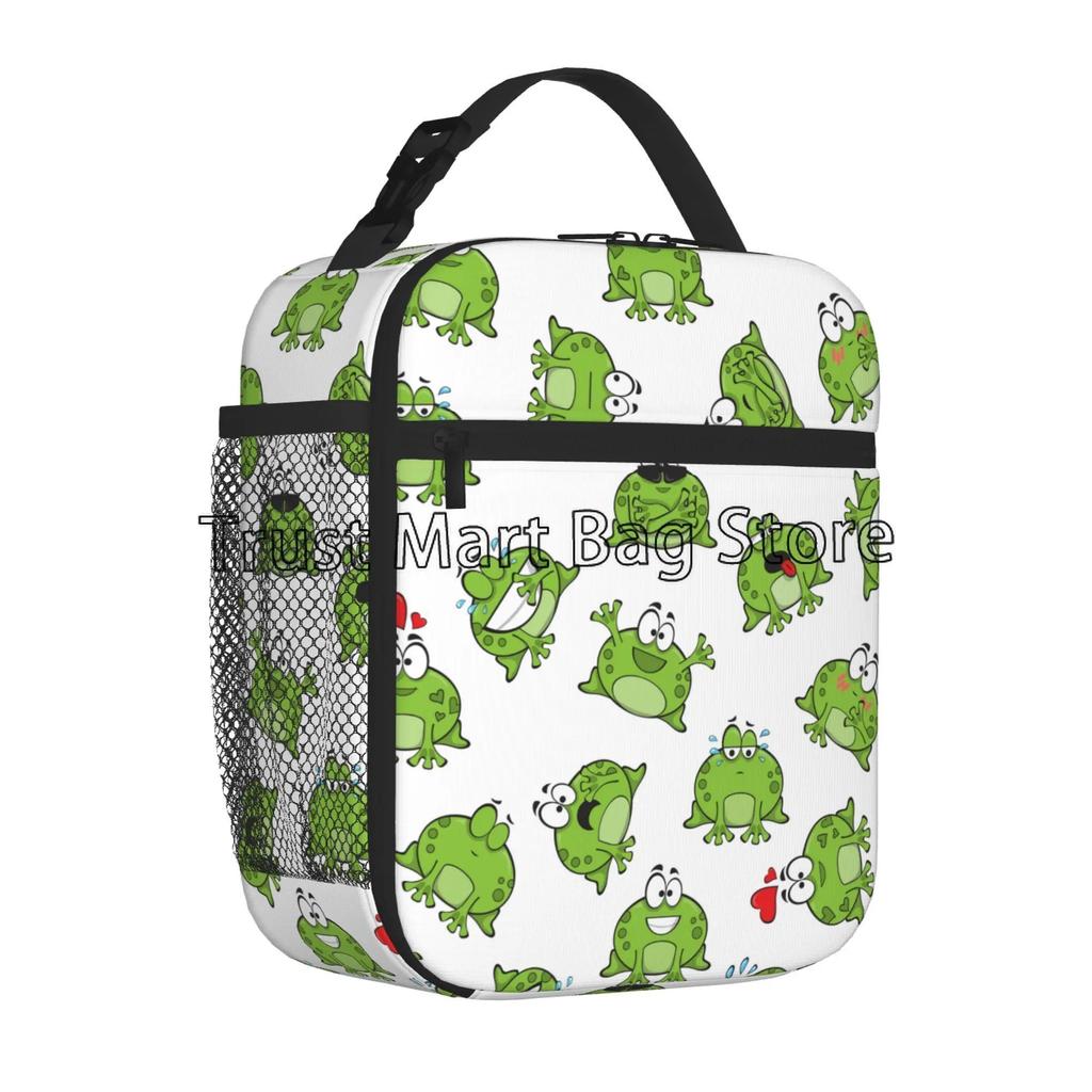 Cute Frog Lunch Bag for Women Boys Girls Portable Lunch Box Reusable Cooler Tote Bag for Office Work School Picnic Beach Travel