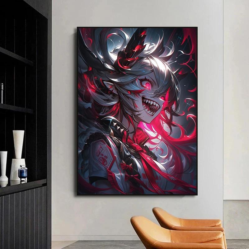 Dark Anime Girls Sexy Cyberpunk Gaming Neon Girl Posters and Prints Canvas Printing Wall Art Picture for Living Room Home Decor