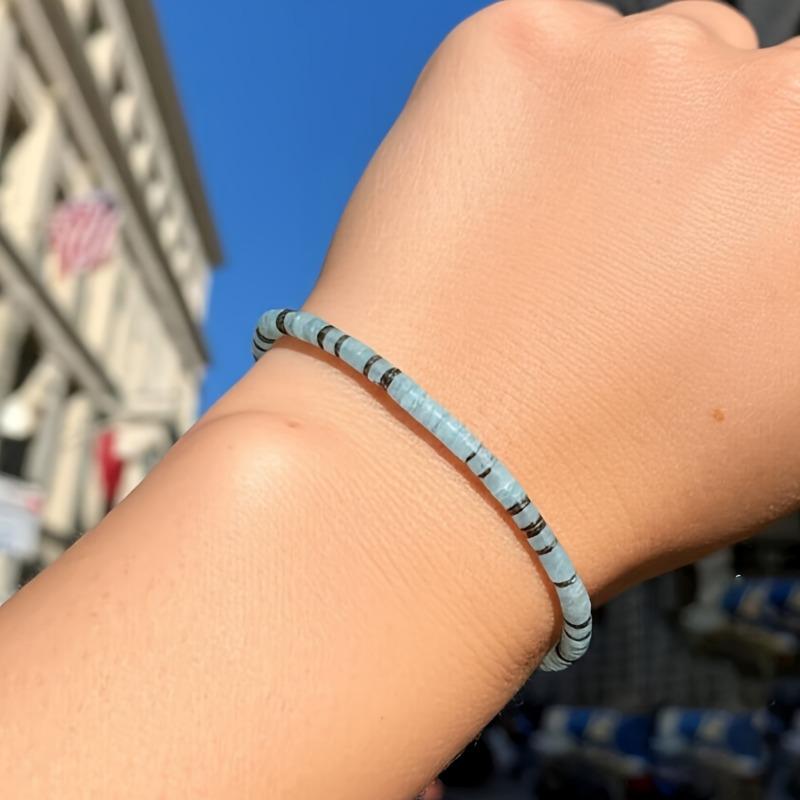 Fashion Natural Aquamarine Bracelet - Elegant Minimalist Blue Gemstone, Perfect for Daily Casual Korean Style Outfits