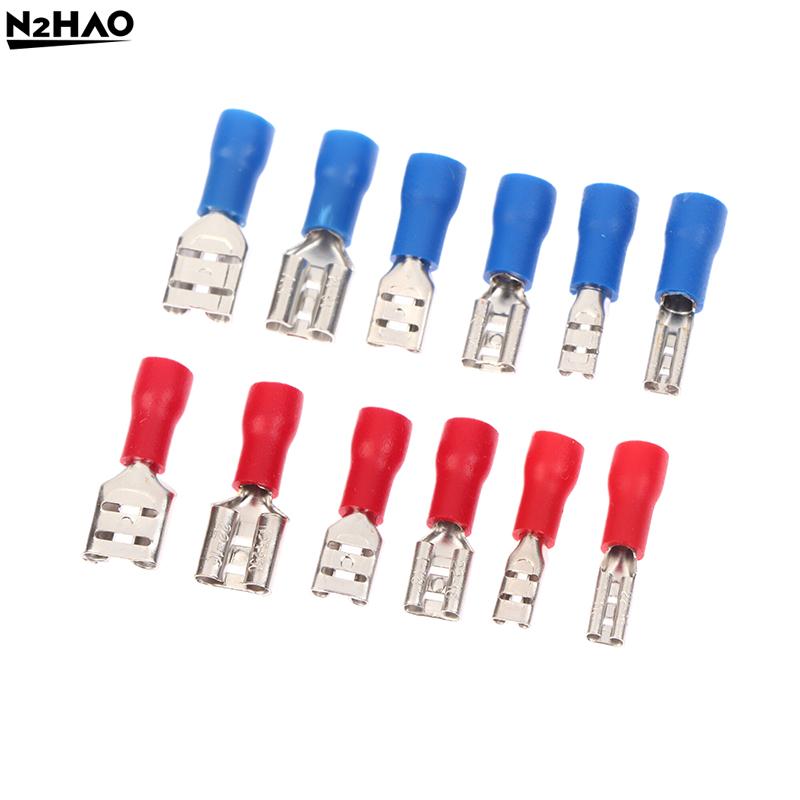 100Pc 2.8/4.8/6.3mm Insulated Spade Wire Connector Male Female Electrical Crimp Terminal Connector Wiring Cable Plug Red Blue
