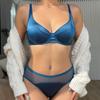 Conjunto de ropa interior de seda de hielo francesa para mujer, conjunto de sujetador push up de encaje sexy con relleno desmontable, sujetador de copa fina, conjuntos de lencería sin costuras