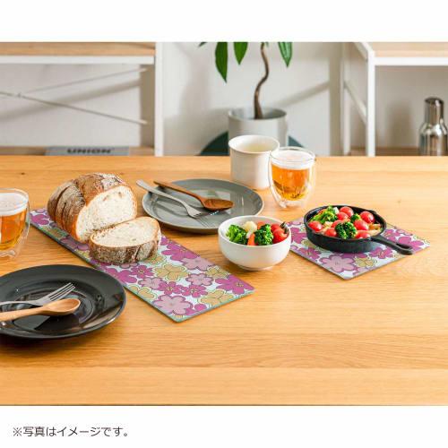Belca Heat-Resistant Tempered Glass Multi-Plate Placemat (Can Also Be Used As a Trivet), 15cm Wide X 45cm Deep X 0.75cm Thick, Flower Heart Design, KT