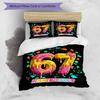 3PC Custom Name Colorful Numbers Bedding Set Printed  Bedding Set Duvet Cover Closure Includes 1 Duvet Cover & 203 Pillowcases for Bedroom