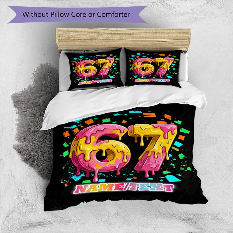 3PC Custom Name Colorful Numbers Bedding Set Printed Bedding Set Duvet Cover Closure Includes 1 Duvet Cover & 203 Pillowcases for Bedroom