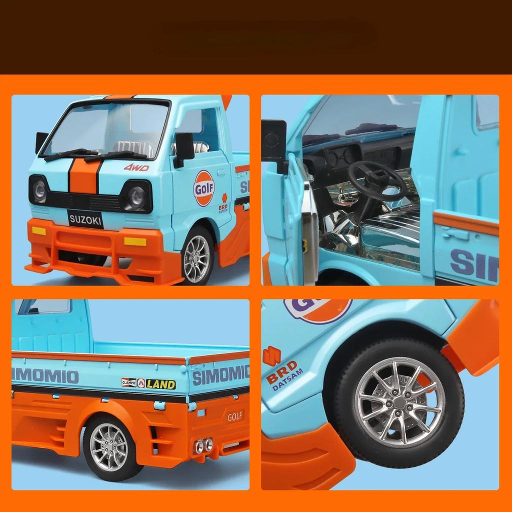 1/24 SUZOKI Gulf Truck Legierung Auto Diecasts & Spielzeugfahrzeuge Automodell Ton und Licht Rückzugauto Spielzeug für Kinder Geschenke
