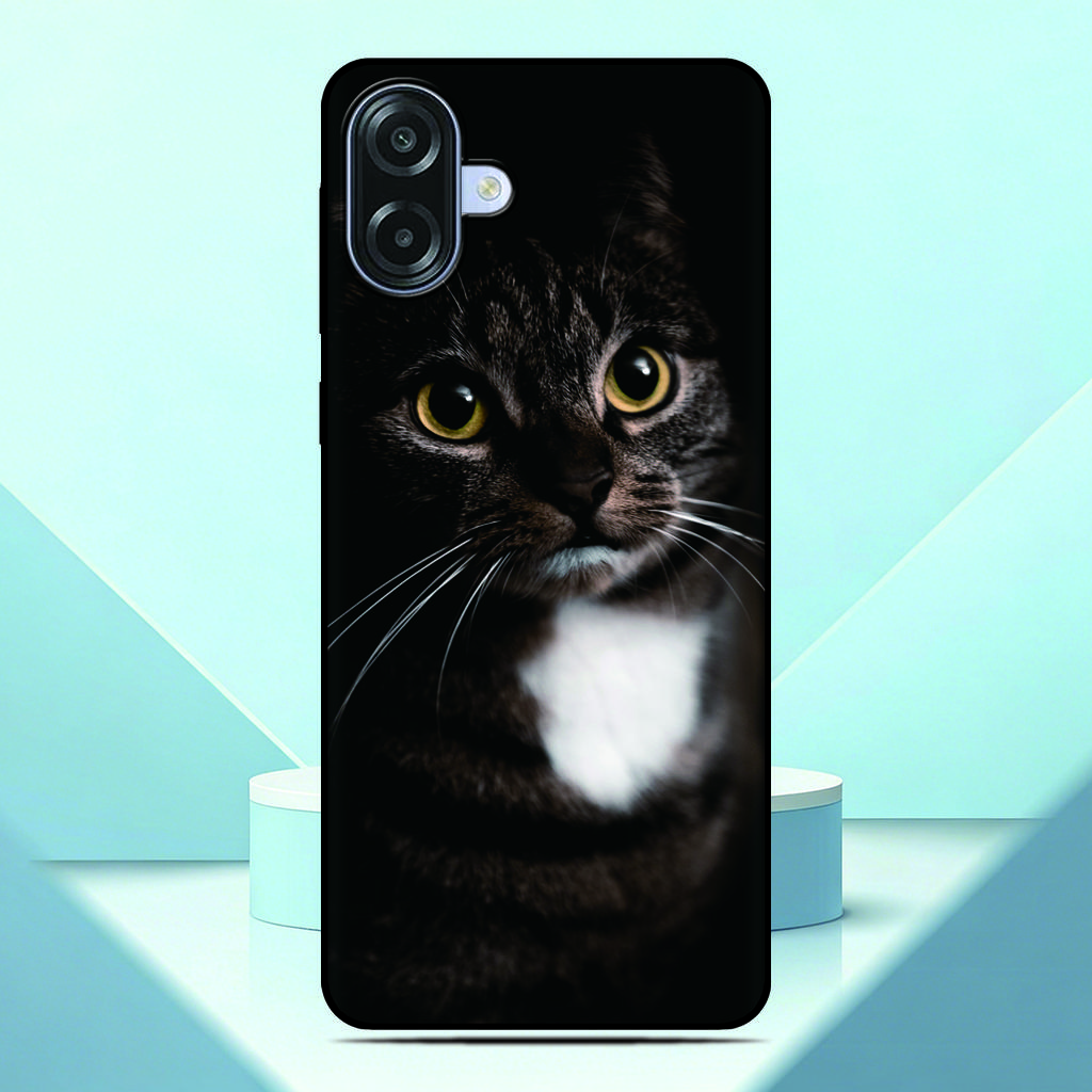 Lovely Kitten Anime Phone Case For Samsung Galaxy A07 4G Painted TPU Black Back Cover A 07 Soft Silicone Protective Fundas