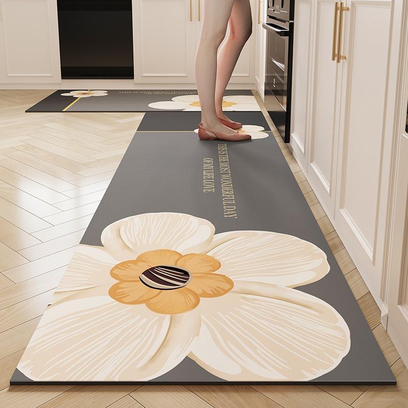 Kitchen Floor Mat Pvc Leather Non-Slip Foot Mats Waterproof Oil-Proof Home Decoration Flower Rug Tappeto Cucina Pvc