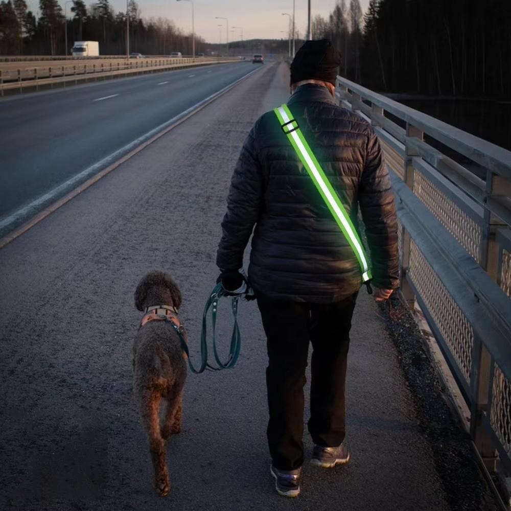 High Visibility LED Safety Belt USB Rechargeable Rechargeable Reflective Band  Walking