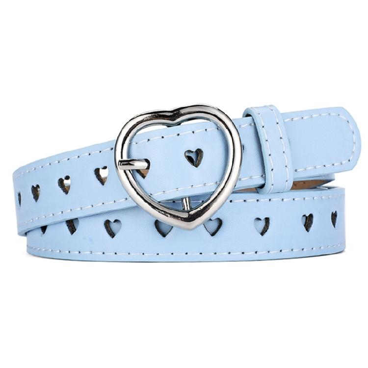 Aesthetic Metal Love Pin Buckle Belt Hollowed Out Belt Women PU Belt Waistband