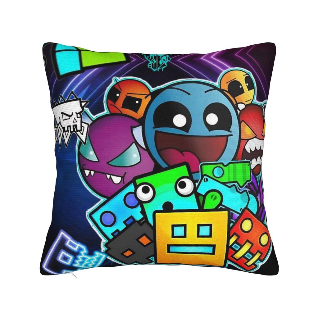 Geometry Dash Games Pillow Covers Merch Printing Cushion Cover Gift Throw Pillow Case Cover Chair Multiple Sizes