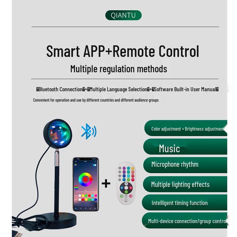 Sunset Projection Table Lamp with Remote & App | RGB 16-Color Atmosphere Light