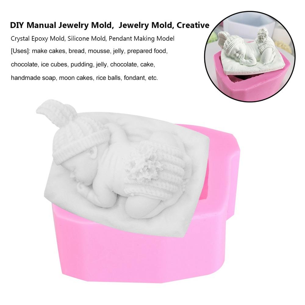 Food Grade Silicone Sleeping Baby Mold Flexible 3D Fondant Mold Baby Shower Mold  Fondant Cake
