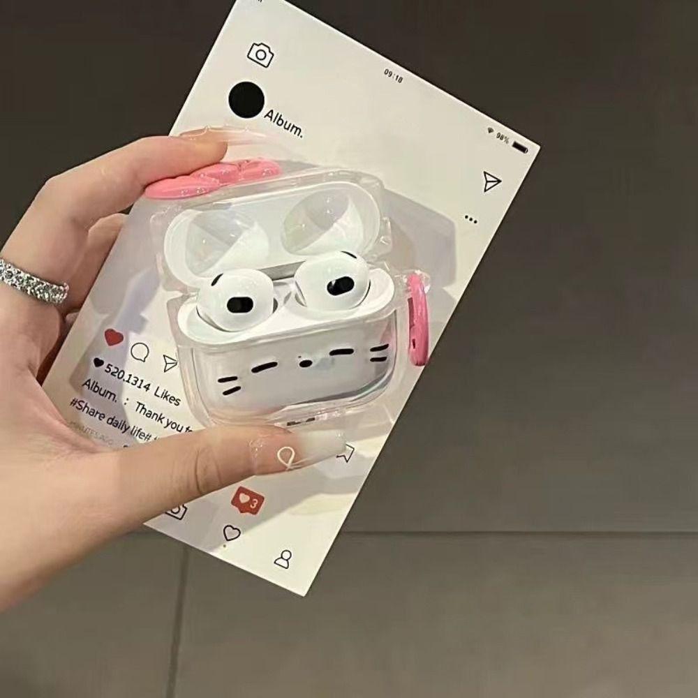 With Keyring Sleepy Cat Earphone Case Headphone Protective Case for Airpods 4 3 2 1/ Pro/Pro2