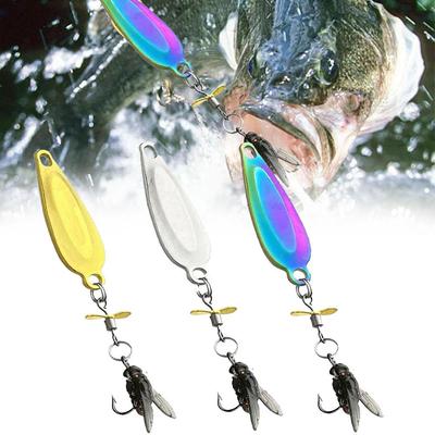 3 x Angelköder Pailletten Spinner Fliege Bionischer Köder mit schwanzdrehendem Schwanz Fangen