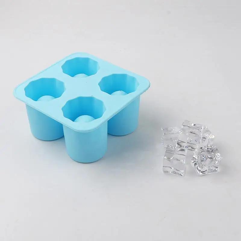 

4 Holes Shape Silicone Ice Cube Mold Tray Make Shot Glass Summer Bar Party Frozen Whiskey Beer Cocktail Cold Drinking Tool