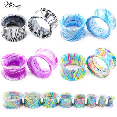 Alisouy 2PCS Backfarbe Edelstahl Schraube Ohr Flesh Tunnel Plugs Expander Bahre Double Flared Gauge Piercing Schmuck