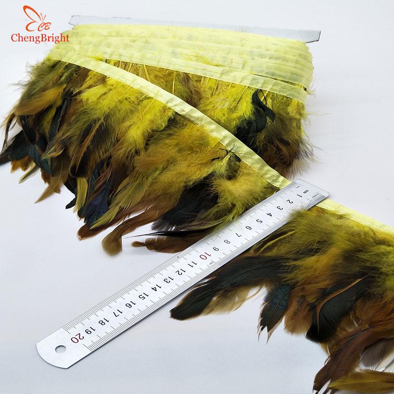 CHENGVRIGHT Wholesale 10 Meter 13-18CM Chicken Rooster Tail Feathers Trims Strip for Wedding Party Clothing Rooster Feather Trim