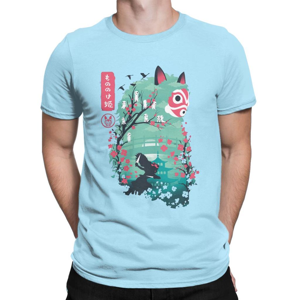 Men S Japanese Ukiyo E Princess Mononoke Classic T Shirt Ghibli Cotton Clothing Novelty Short Sleeve