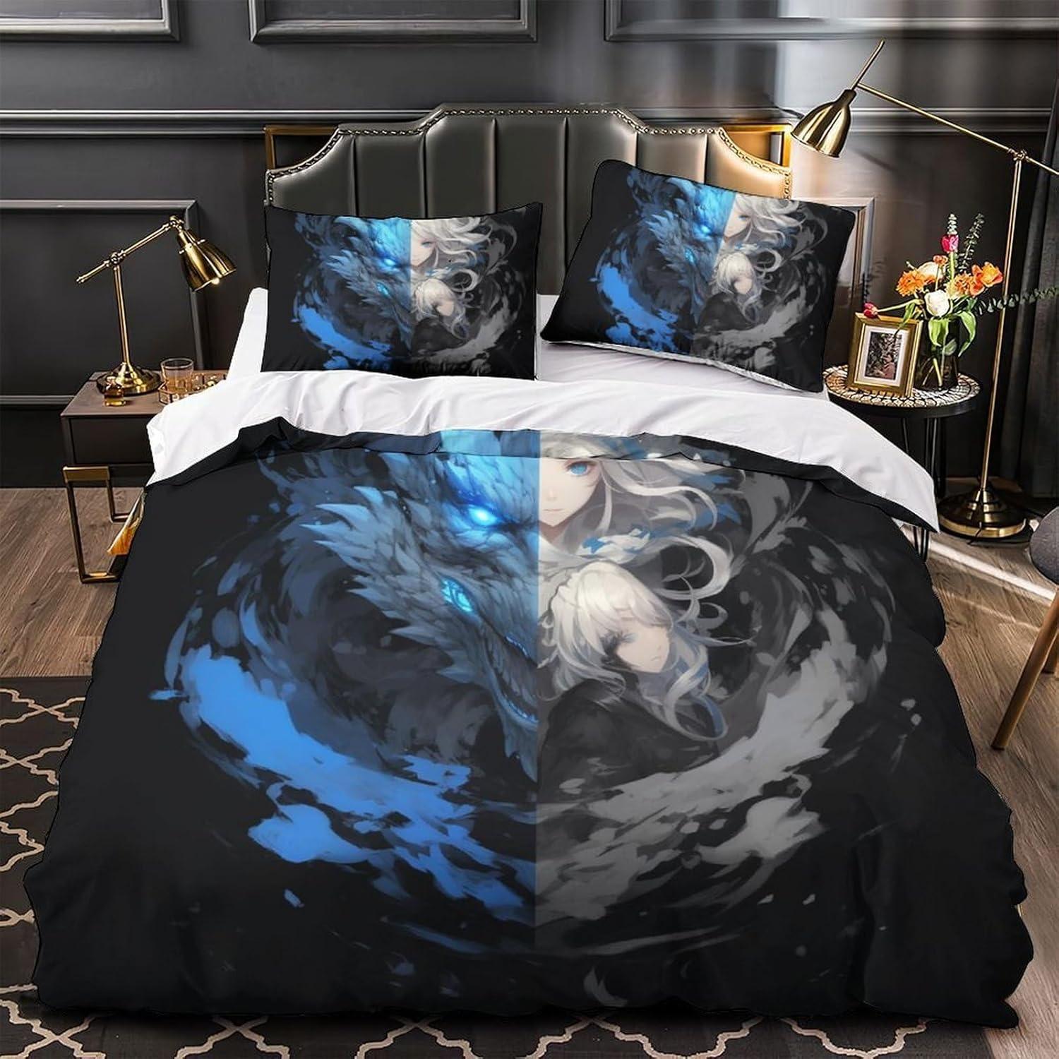 

3D printed wolf element fashionable down duvet cover, ultra-fine fiber bedding set, children s and adult zipper down duvet cover 90x200cm
