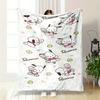 Cartoon Dog Pochacco with Ice Cream, Tiny Chicks, Dots, and Text Pattern. for All Seasons Blanket Lunch Break Throw Gift