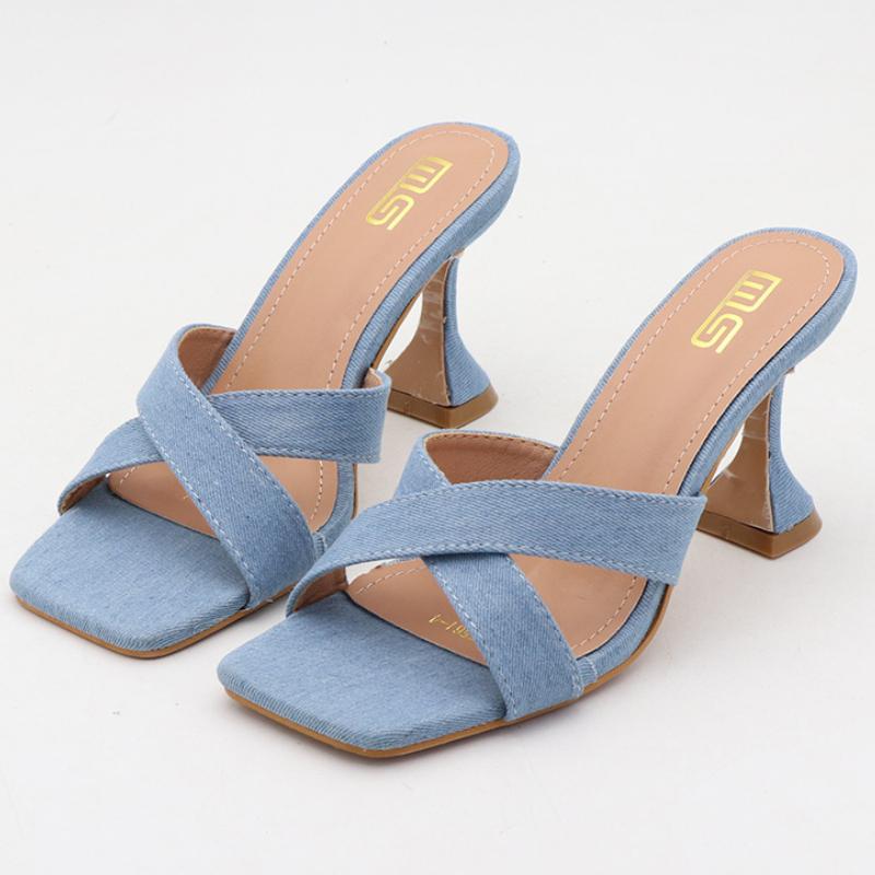 

Fashion Luxury Designer Open Toe Women Sandal Blue Denim Square Toe Cross Tied Outdoor Shoes Fashion Comfortable Plus Size Women Shoes 36 светло-синий
