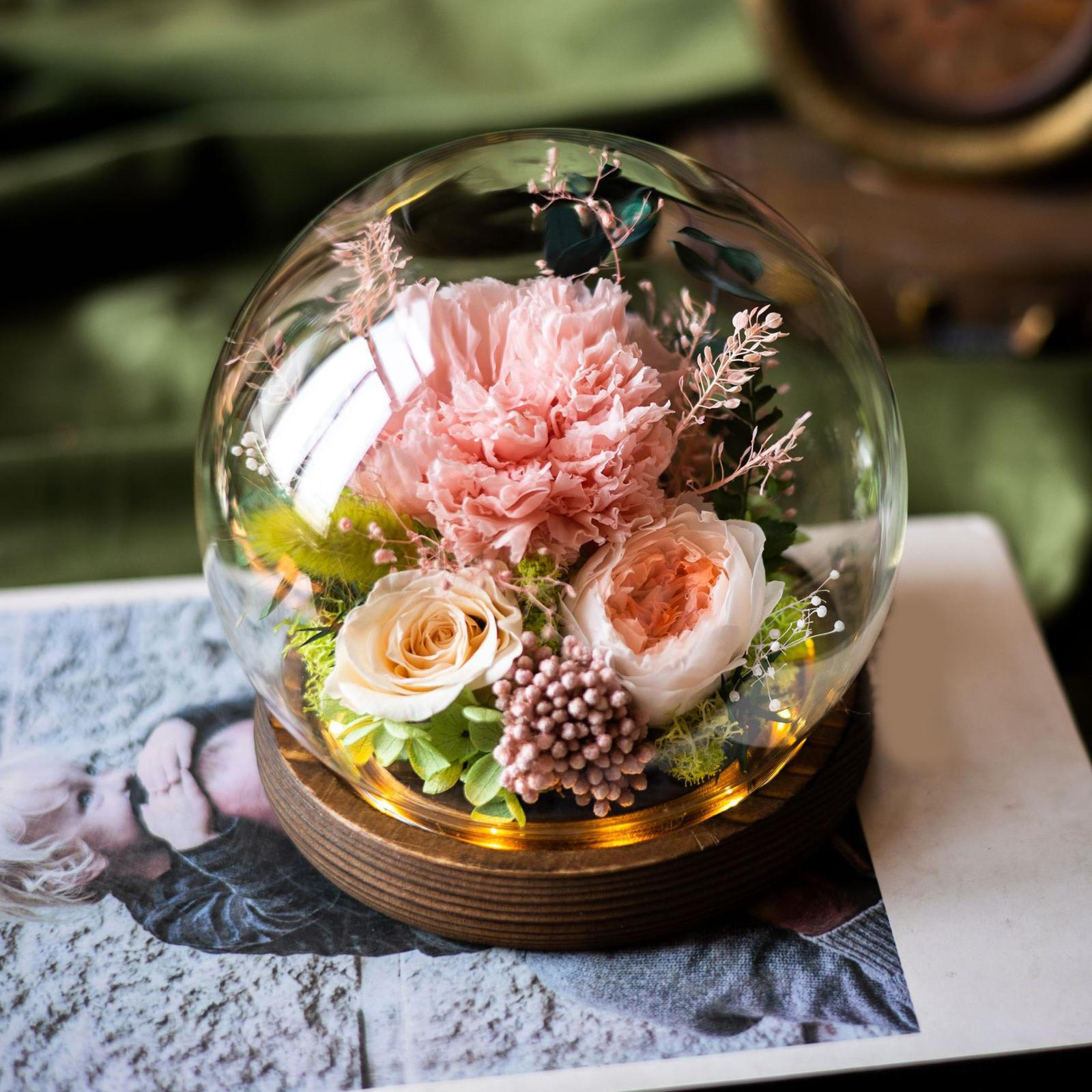 

Подарки на День матери Стабилизированные цветы Розы Гвоздики для мамы розовый